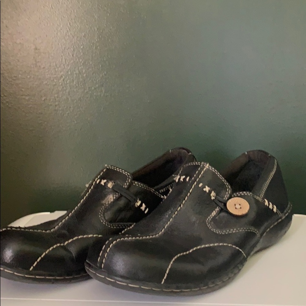 Clark’s leather slip ons